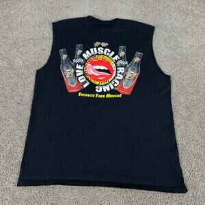 VTG Love Muscle Racing Shirt Mens XL Black Powerboat Sleeveless Graphic Print